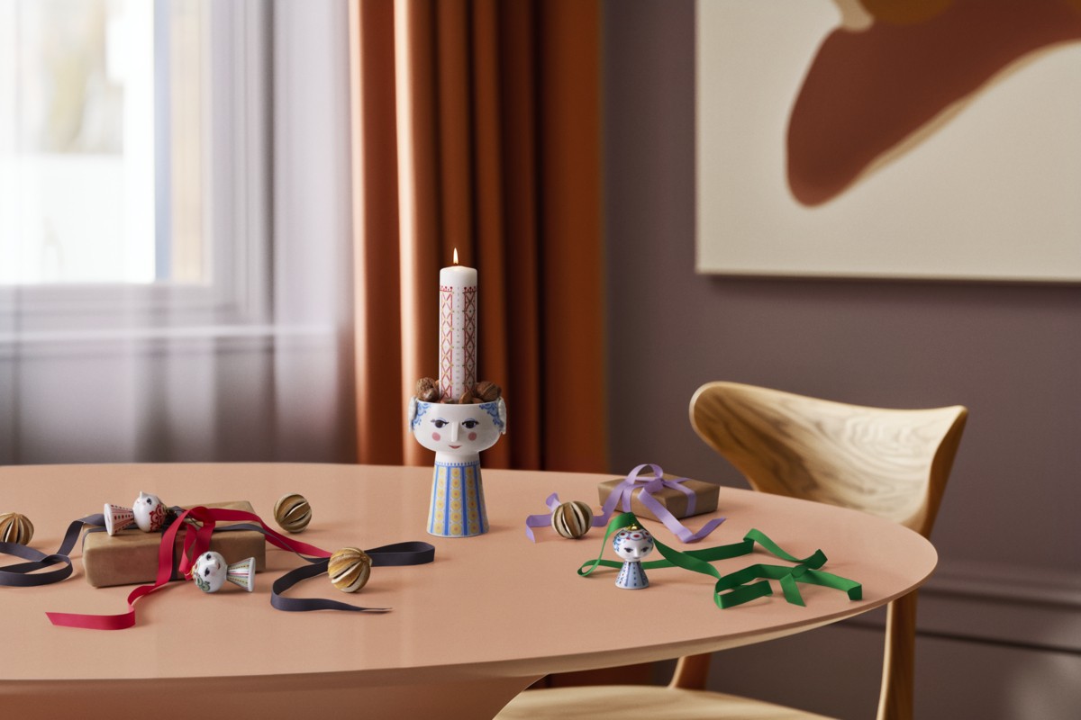 Eva Kalenderlys 2025 Ø5 cm Hvid m. Deko